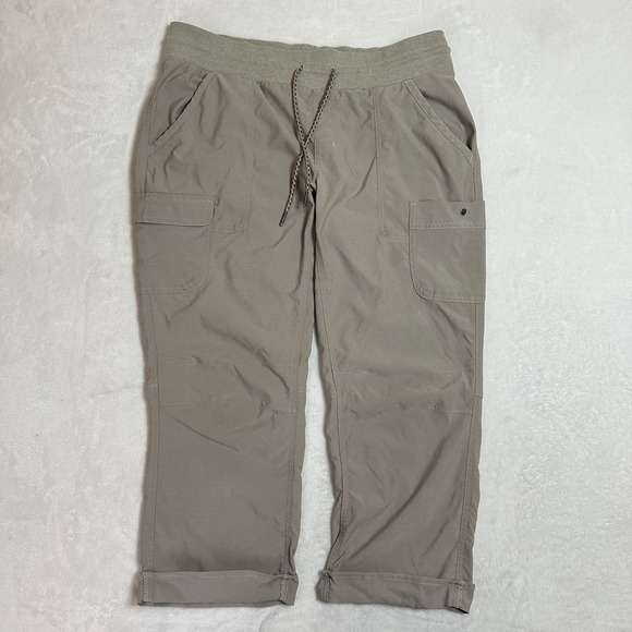 Colombia Pants - Columbia Women's Large Tan Cargo Capri Pants Roll-Up Straight Leg Hiking Travel